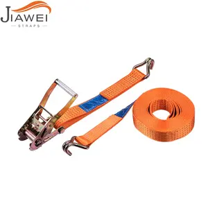 5T 5000Kg Goede Kwaliteit Spanband Veilige Aluminium Ratchet Tie Down 100% Polyester Webbing Met Dubbele J Haken