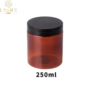 Großhandel 250ml 250g 8oz PET transparente kosmetische Plastik gläser mit schwarz-weißen Schraub deckeln