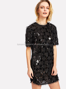 Allover Fringe Và <span class=keywords><strong>Sequin</strong></span> Áo Váy Sản Xuất Bán Buôn Thời Trang Phụ Nữ Trang Phục (TA3197D) - Product Image 2