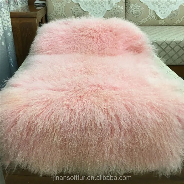 Multi colores rosa pálido Natural al por mayor de lana Mongol de piel de cordero