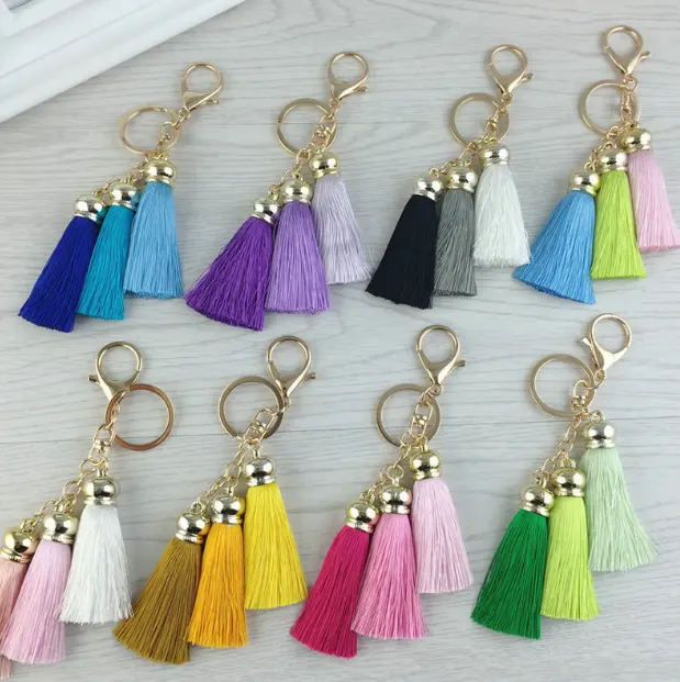 Porte-clés avec perles pour femmes, sac pompon, Simple, breloque,