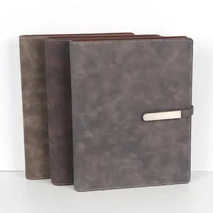 Huahao marca personalizzata portfolio loose-leaf legante cuoio dell'unità di elaborazione ufficio a5 notebook cancelleria cartella portafoglio