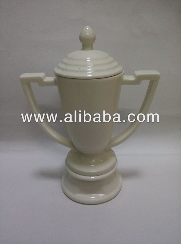 White Ceramic Trophy Cup, DIY Trophy