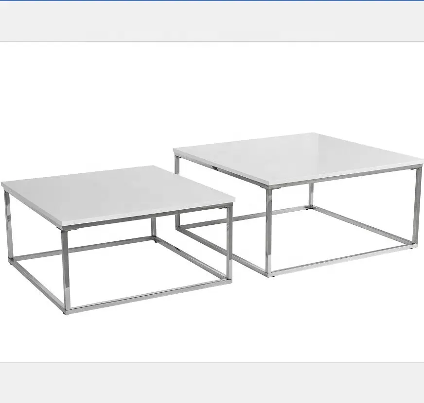 Table basse moderne en acier inoxydable et verre trempé