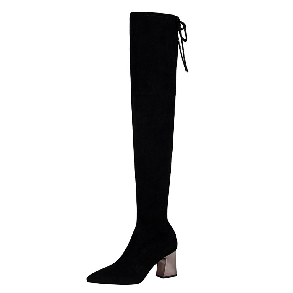 Classic negro grueso de tacón alto botas de gamuza mujeres botas de  plataforma media largas de moda ocasional|boots footware|boot leatherboot  women - AliExpress