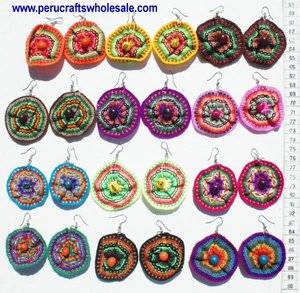 Pendientes de Mujer, Material de Alpaca, Tela, Adorno Étnico Tribal, Diseño Tradicional Peruano, Joyería Hecha a Mano, Regalo - Product Image 2