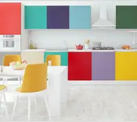 تصميم مطبخ ملون مع PVC MDF ، خزانة مطبخ مستعملة تجارية