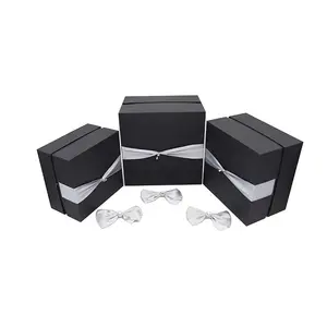 Элегантная Высококачественная Черная Подарочная коробка с бантом на заказ от производителя, маленькая подарочная упаковочная бумажная коробка