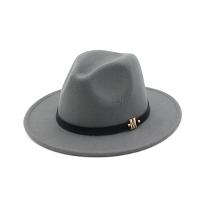 HUDANHUWEI all'ingrosso Unisex Panama cappelli in feltro Fedora da <span class=keywords><strong>uomo</strong></span> cappelli Fedora con decorazione M lettera cinturino in pelle - Product Image 6