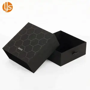 Kemasan kotak keras kustom gaya laci hitam UV mewah desain kustom