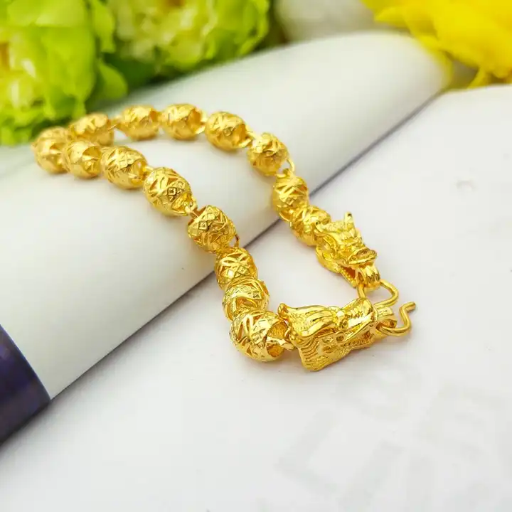 24K Gold Bracelet Electroplated Gold Jewelry 2 Men's Wide Bracelet Bracelet  21CM - AliExpress