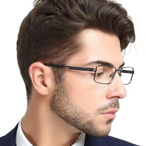 2024 người đàn ông cổ điển Kính mắt kim loại khung quang học màu đen khung quý ông vuông rim - Product Image 2