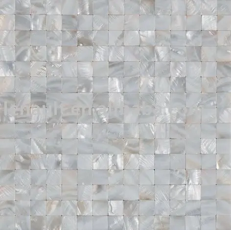 Pur Blanc Perle de Mosaïque en Coquille naturelle