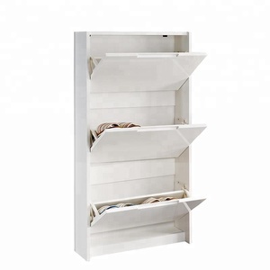 Étagère à chaussures à 3 niveaux en gros, laque blanche, bois MDF, <span class=keywords><strong>meuble</strong></span> pour la maison - Product Image 1