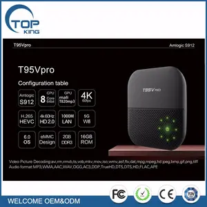 T95V Pro T95K PRO T95R PRO Amlogic S912 Octa Çekirdek akıllı 4 K Media Player T95V Pro 2 GB/16 GB Android 6.0 TV kutu