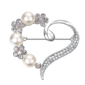 Herzform Perlen brosche mit Edelstein, OEM Custom Brosche Pin von Dongguan