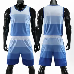 Sky blue stripes basketball jersey custom team basketball uniform cheap plain basketball jerseys wholesale