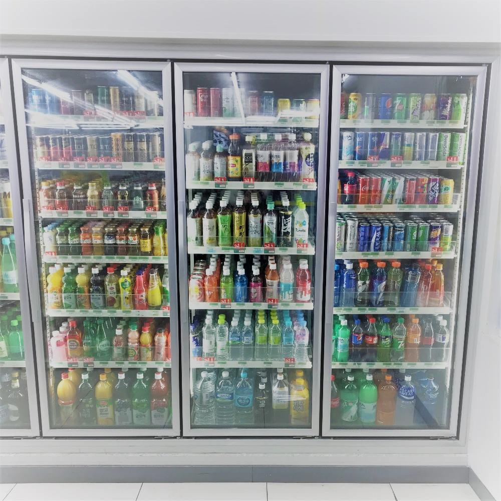 Supermarket Display Refrigerator Cooler with Glass Door