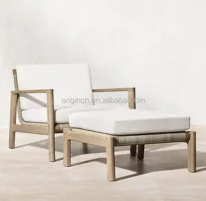 Custom Size Chair Outdoor Furniture Seaside House Sunbathing Teak Ottoman Wood Beach Chairs Set