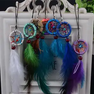 H-042 Dreamcatcher Sieraden Gevlochten Veer Dream Catcher Sleutelhanger