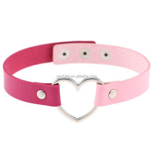 Punk <strong>Gothic</strong> Necklace Women Girl Faux Leather Heart Rivet Buckle Collar <strong>Choker</strong> - Product Image 2