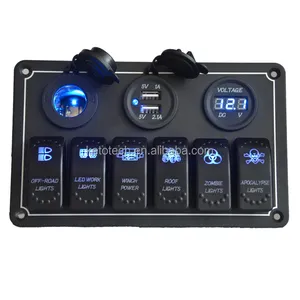 2018 best selling 6 gang car marine control panel switch With metal board