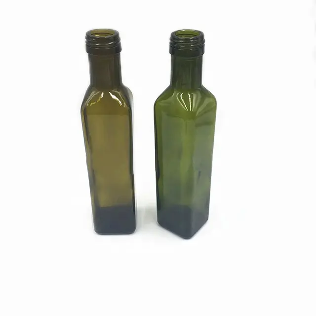 Bouteille d'huile de cuisine en verre, de 250ml, 500ml, 750ml, 1000ml, carrée, brune, huile, Mini o, Olive, 250ml