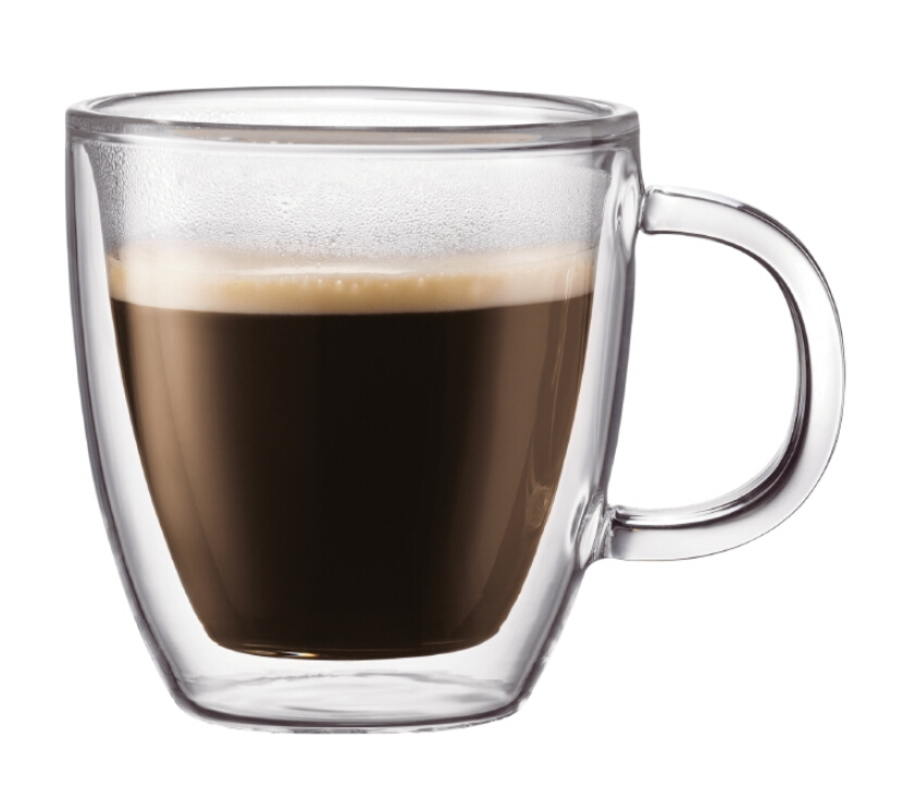 250/350/450ml double wall borosilicate glass coffee mug