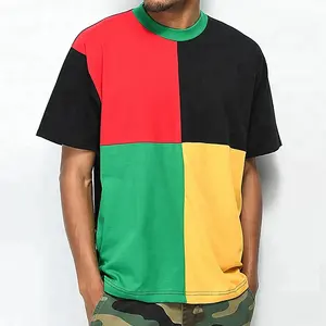 MenのShort Sleeve Tee 100% Cotton Colour Blocked Solid T-shirts Custom Mens T Shirt