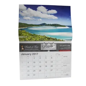 Calendario para colgar en la pared con impresión de diseño personalizado promocional de la empresa de envío directo al mejor precio de fábrica