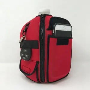 Custom Neopreen Water Melk Gallon Kruik Cover Wijn Luipaard Geïsoleerde Voedsel Levering Tas Geïsoleerde Waterfles Tas Met Riem