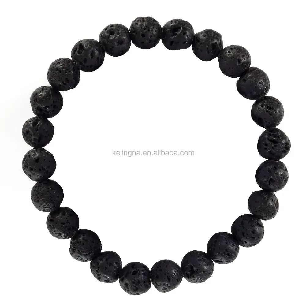 Fashion Lava Stone Gemstone Bracelet 8 mm 7.5 Inch For Black Lava Beads