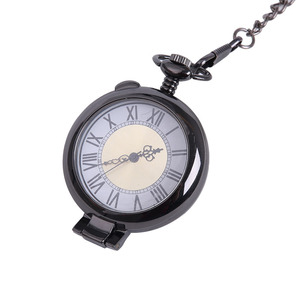 Orologi da tasca a catena con collana grande nera da 24 ore con quadrante romano in oro trasparente Vintage - Product Image 2