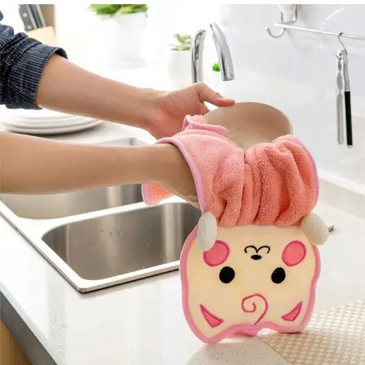 सुपर शोषक लवली Bowknot Microfiber मूंगा मखमल बहु प्रयोजन मोटी प्यारा रसोई फांसी सफाई कपड़ा हाथ तौलिया