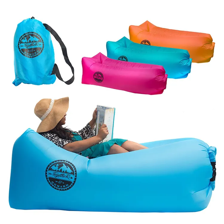 Customized LOGO Inflatable Couch Camping Sleeping Air Bag Sofa With Easy Carry