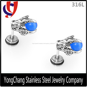 Alto pulido silver color medicado águila <span class=keywords><strong>de</strong></span> <span class=keywords><strong>acero</strong></span> forma <span class=keywords><strong>de</strong></span> cuentas pendientes <span class=keywords><strong>de</strong></span> perlas - Product Image 3