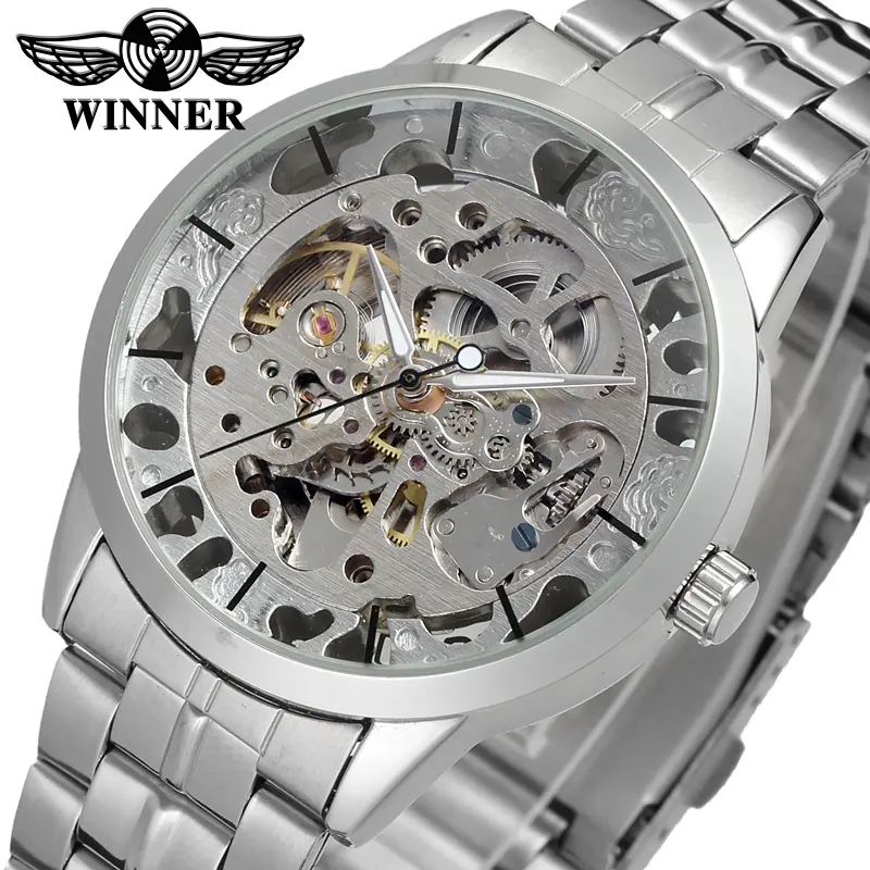 2023 Watch Mechanical Popular In UK Market Winner Skeleton Fashion Style Gold Men Clock