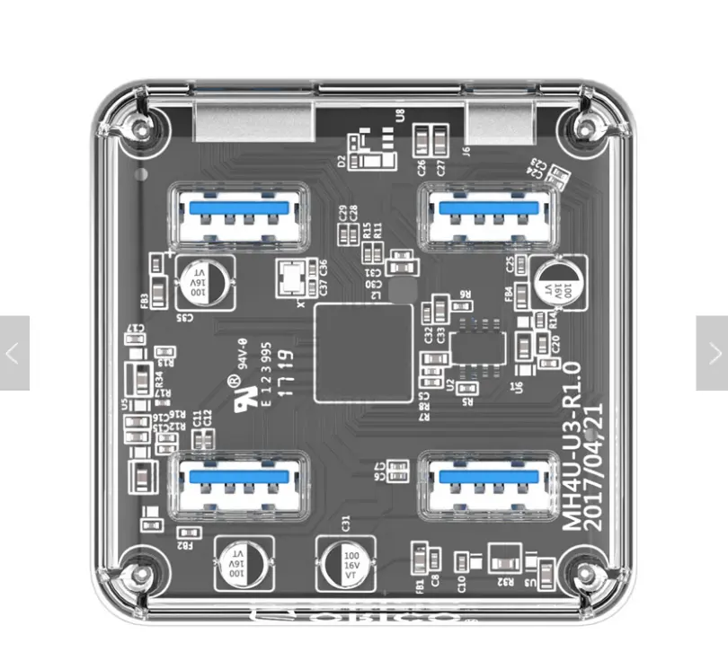 2019 Harga Terbaik ORICO Transparan 4 Port USB 3.0 HUB dengan Catu Daya