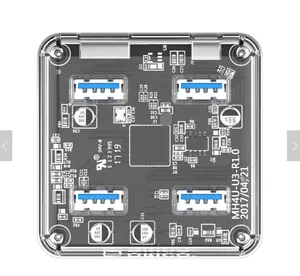 2019最优惠的价格ORICO透明4端口带电源的USB 3.0集线器