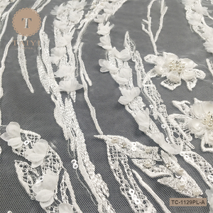 신부용 친환경 스팽글 및 비즈 레이스 패브릭 메쉬 타입 - Product Image 1