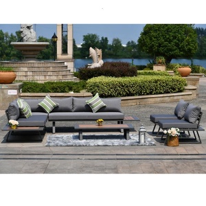 2019 <span class=keywords><strong>Moda</strong></span> nuovi prodotti di design per esterni in alluminio vimini mobili da giardino divano - Product Image 2