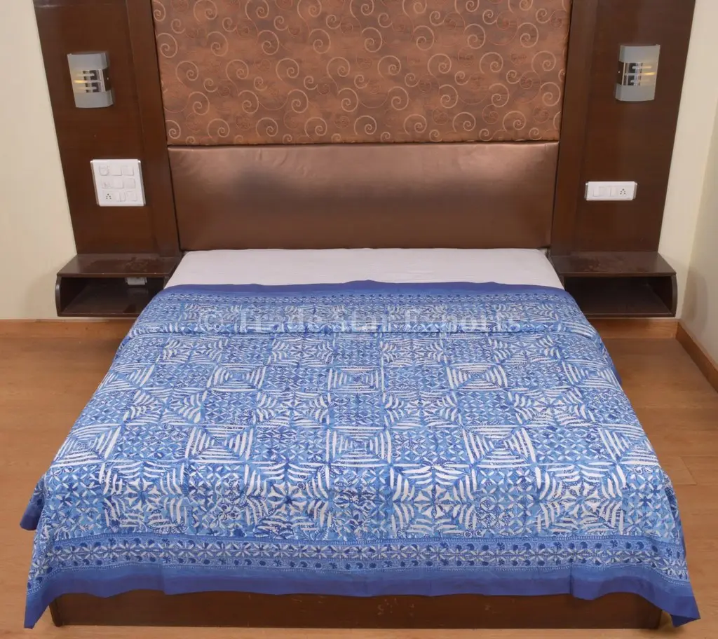 Jaipur Block Druck Stoff Baumwolle Bettdecke Cutwork Böhmischen Bettwäsche Applique Indische Bettdecke Boho Bett Blatt
