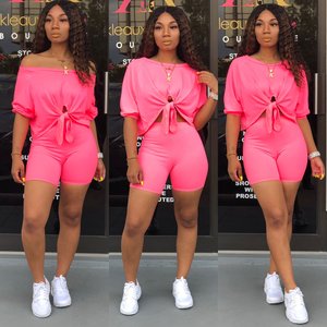 All'ingrosso estate Short riflettente <span class=keywords><strong>Sexy</strong></span> Trendy al Neon due pezzi Set per <span class=keywords><strong>abbigliamento</strong></span> <span class=keywords><strong>donna</strong></span> Short Set Drop Shipping - Product Image 5