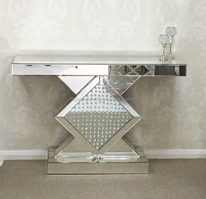 Mesa de salón de <span class=keywords><strong>consola</strong></span> de <span class=keywords><strong>cristal</strong></span> flotante con espejo veneciano contemporáneo - Product Image 1