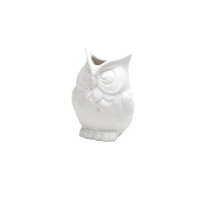 Vaso de cerâmica para flores, vaso 3D para decoração de hotel e casa, coruja branca, novo, ideal para uso doméstico