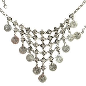 Chaîne de corps et de taille bohème vintage plaquée argent avec pendentif pièce de monnaie et pompon, magnifique bijou pour femme - Product Image 4