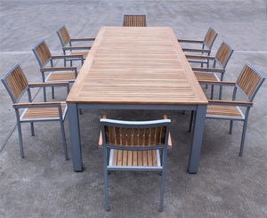 <span class=keywords><strong>Ensemble</strong></span> <span class=keywords><strong>de</strong></span> <span class=keywords><strong>table</strong></span> à manger en teck et aluminium pour l'extérieur, <span class=keywords><strong>jardin</strong></span>, restaurant, <span class=keywords><strong>table</strong></span> pour <span class=keywords><strong>8</strong></span> <span class=keywords><strong>personnes</strong></span>, <span class=keywords><strong>ensemble</strong></span> <span class=keywords><strong>de</strong></span> <span class=keywords><strong>table</strong></span> à manger en bois <span class=keywords><strong>de</strong></span> teck - Product Image 5