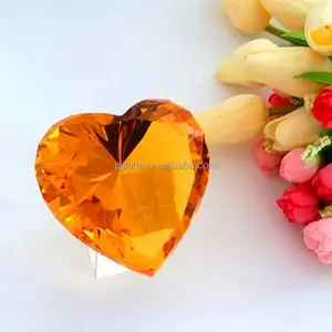 Vidro de decoração de artesanato, forma de coração, de vidro cristal, diamante, para casamento, presente de retorno, diamante cristal, peso de papelão