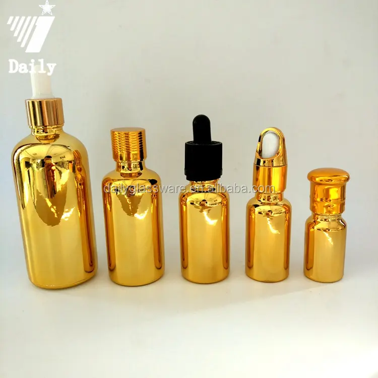 Golden UV Coated Glass Medicine Dropper Bottles Dropper Bottles