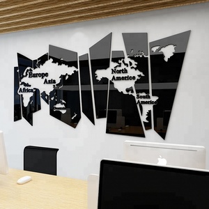 Décoration murale pour bureau ou salon, <span class=keywords><strong>grande</strong></span> carte du monde, autocollant mural en miroir acrylique 3D - Product Image 3